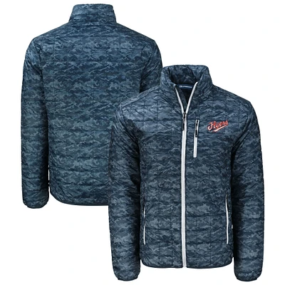 Men's Cutter & Buck  Navy Dayton Flyers Vault Rainier PrimaLoft Eco Insulated Full-Zip Puffer Jacket