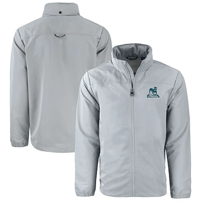 Men's Cutter & Buck  Gray Citadel Bulldogs Vault Charter Eco Recycled Full-Zip Jacket