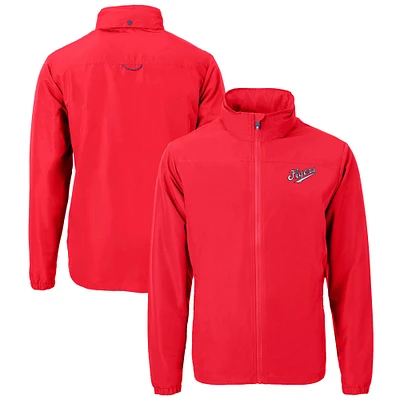 Men's Cutter & Buck  Red Dayton Flyers Vault Charter Eco Recycled Full-Zip Jacket