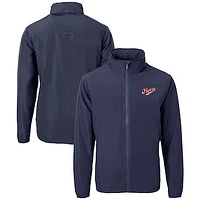 Men's Cutter & Buck  Navy Dayton Flyers Vault Charter Eco Recycled Full-Zip Jacket