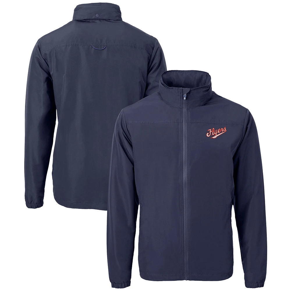 Men's Cutter & Buck Navy Dayton Flyers Vault Charter Eco Recycled Full-Zip Jacket
