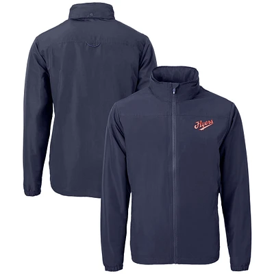 Men's Cutter & Buck  Navy Dayton Flyers Vault Charter Eco Recycled Full-Zip Jacket