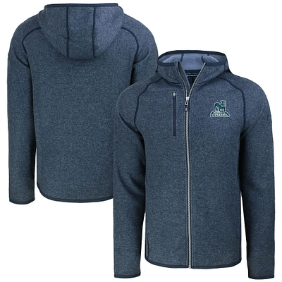 Men's Cutter & Buck  Heather Navy Citadel Bulldogs Vault Mainsail Full-Zip Raglan Hooded Jacket