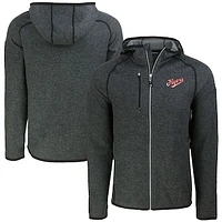 Men's Cutter & Buck Heather Charcoal Dayton Flyers Vault Mainsail Full-Zip Raglan Hooded Jacket