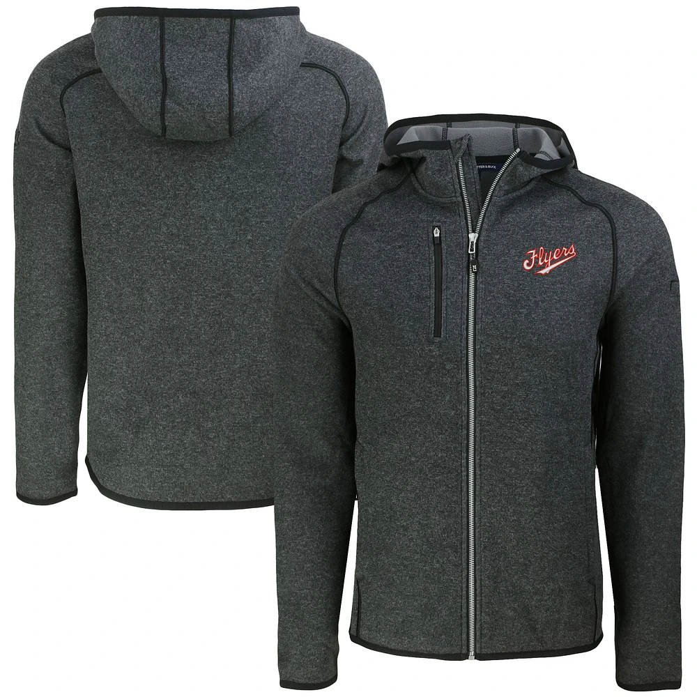 Men's Cutter & Buck Heather Charcoal Dayton Flyers Vault Mainsail Full-Zip Raglan Hooded Jacket