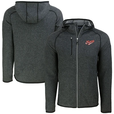 Men's Cutter & Buck Heather Charcoal Dayton Flyers Vault Mainsail Full-Zip Raglan Hooded Jacket