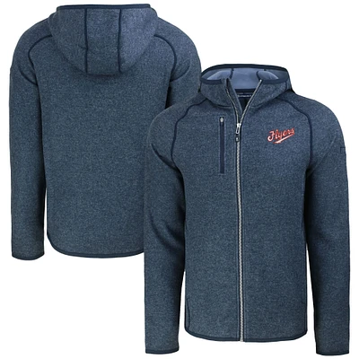 Men's Cutter & Buck  Heather Navy Dayton Flyers Vault Mainsail Full-Zip Raglan Hooded Jacket