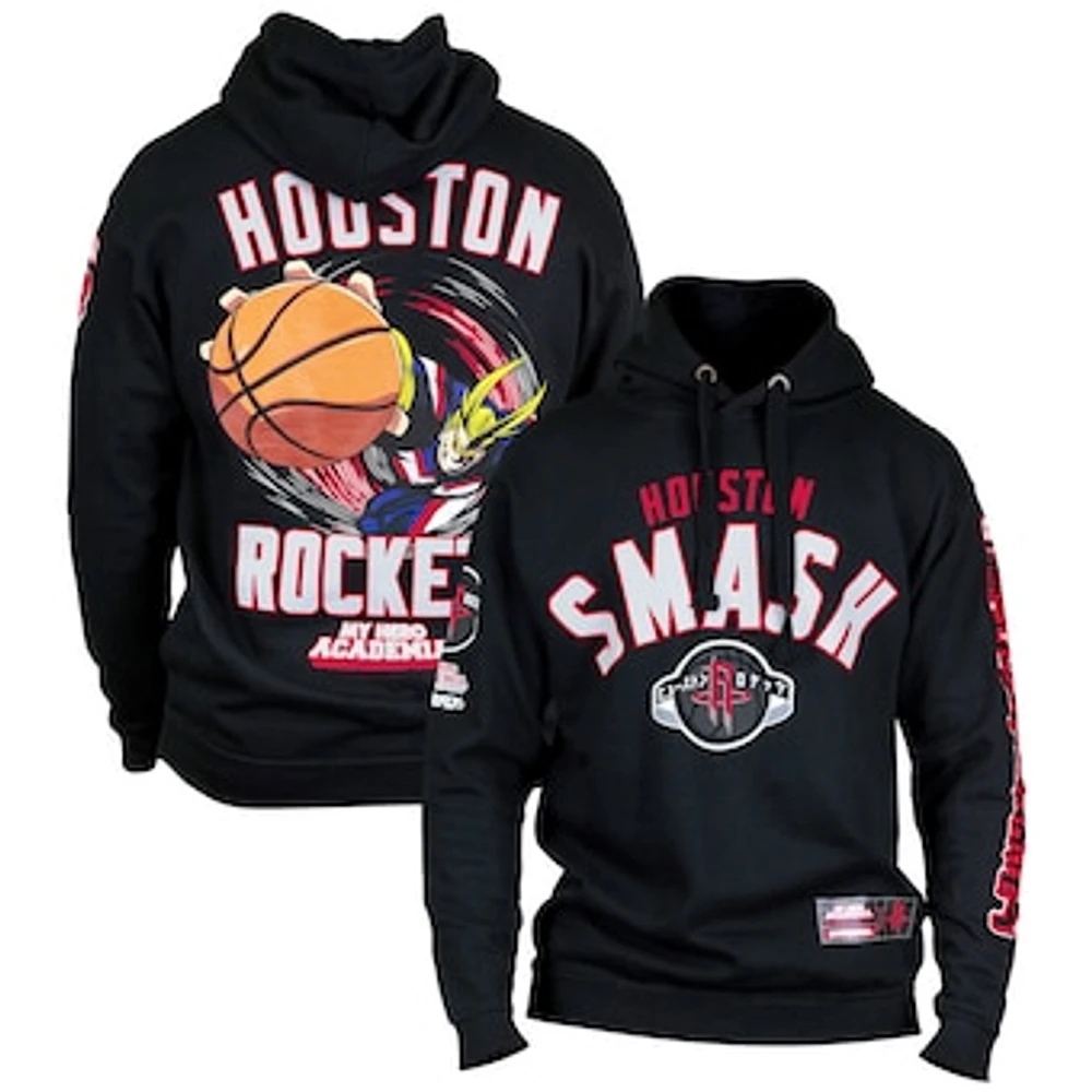 Unisex Hyperfly  Black Houston Rockets NBA x My Hero Academia All Might Smash Pullover Hoodie