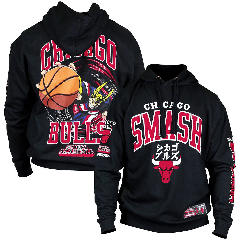 Unisex Hyperfly  Black Chicago Bulls NBA x My Hero Academia All Might Smash Pullover Hoodie