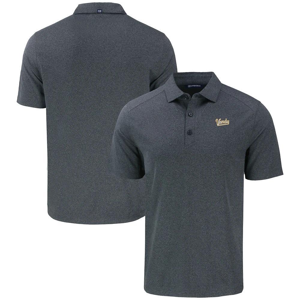 Men's Cutter & Buck  Heather Black Vanderbilt Commodores Vault Forge Eco Stretch Recycled Polo