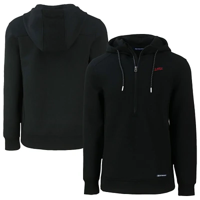 Men's Cutter & Buck  Black SMU Mustangs Roam Eco Recycled Half-Zip Hoodie