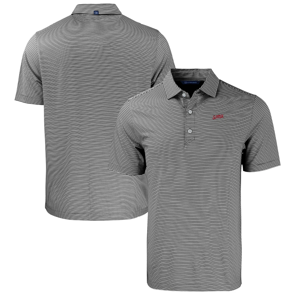 Men's Cutter & Buck /White SMU Mustangs Forge Eco Double Stripe Stretch Recycled Tri-Blend Polo
