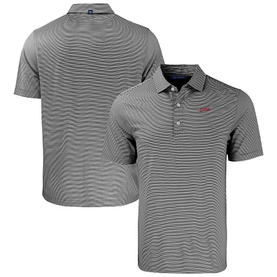 Men's Cutter & Buck /White SMU Mustangs Forge Eco Double Stripe Stretch Recycled Tri-Blend Polo
