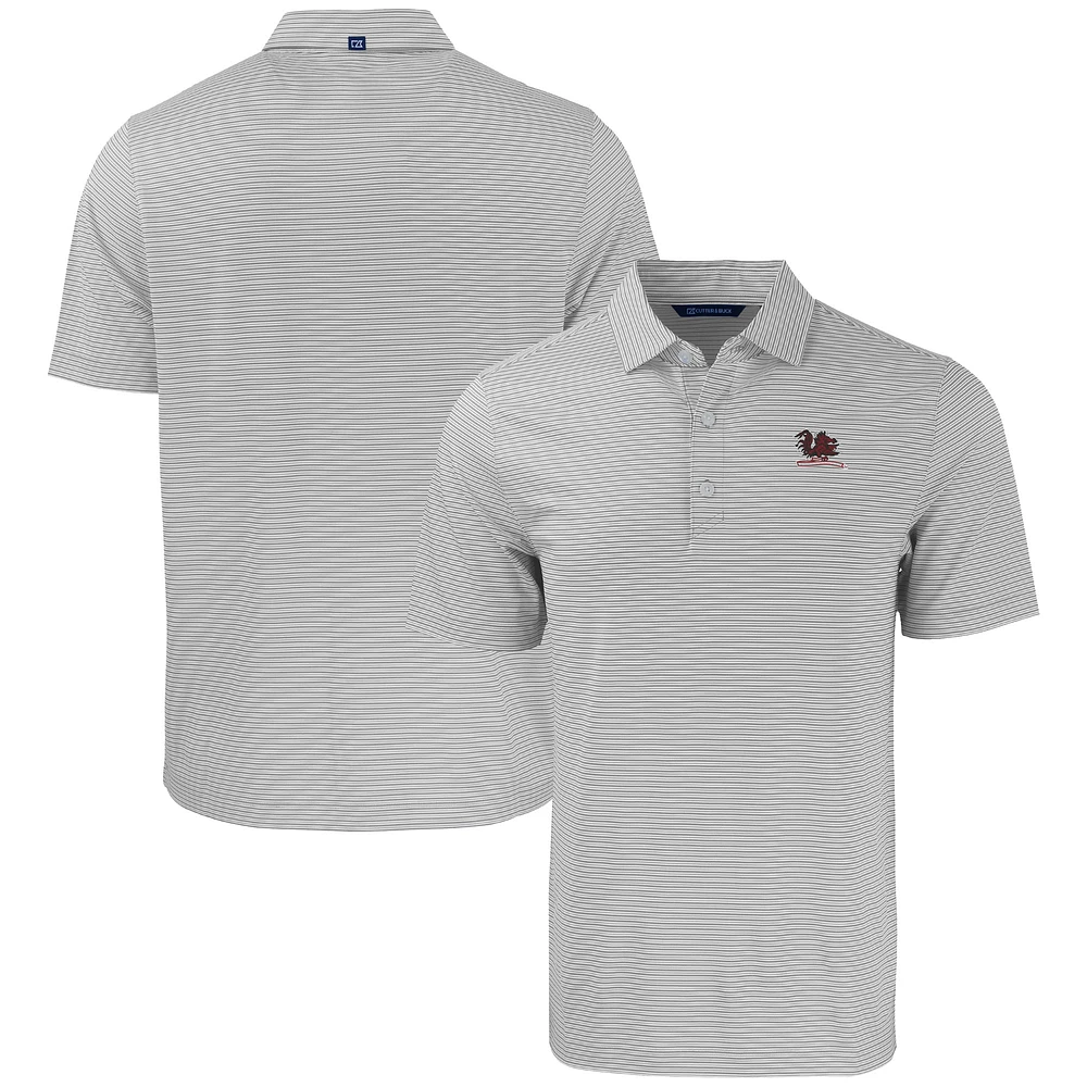 Men's Cutter & Buck /White South Carolina Gamecocks Forge Eco Double Stripe Stretch Recycled Tri-Blend Polo