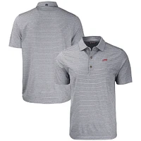 Men's Cutter & Buck Heather Black SMU Mustangs Vault Forge Eco Heathered Stripe Stretch Recycled Polo
