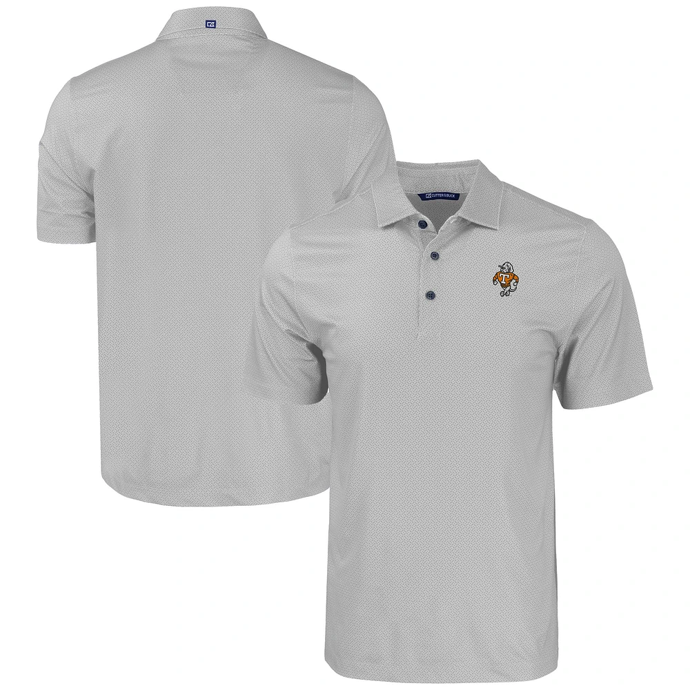 Men's Cutter & Buck Gray Tennessee Volunteers Pike Eco Tonal Geo Print Stretch Recycled Polo