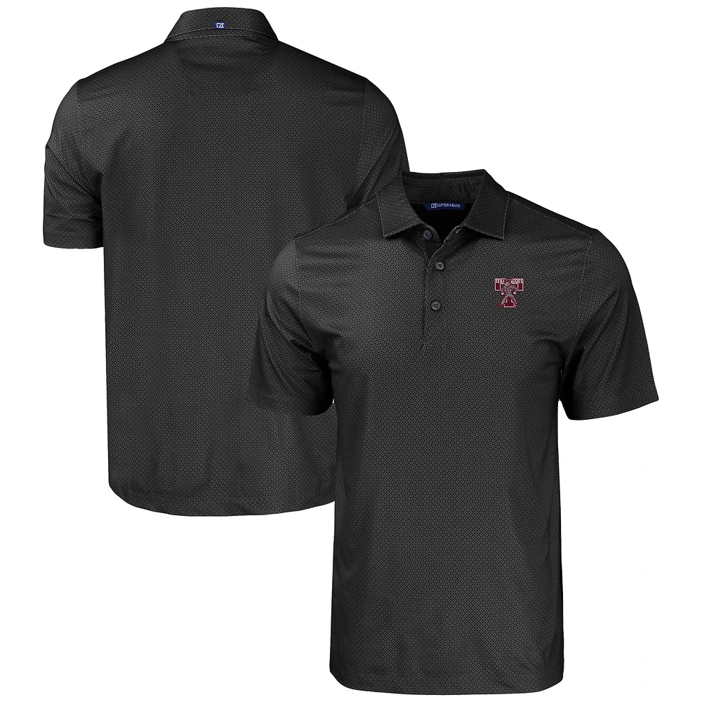 Men's Cutter & Buck Black Texas A&M Aggies Pike Eco Tonal Geo Print Stretch Recycled Polo