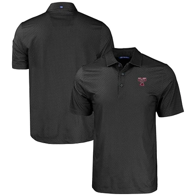 Men's Cutter & Buck  Black Texas A&M Aggies Pike Eco Tonal Geo Print Stretch Recycled Polo