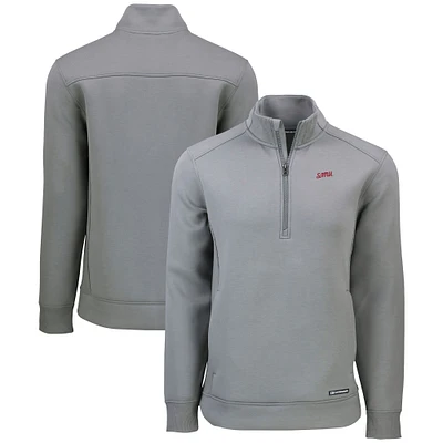 Men's Cutter & Buck  Gray SMU Mustangs Roam Eco Recycled Quarter-Zip Sweatshirt