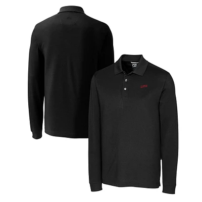 Men's Cutter & Buck SMU Mustangs Advantage Tri-Blend Pique Long Sleeve DryTec Polo