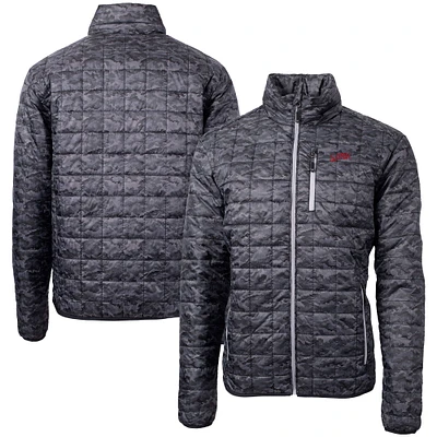Men's Cutter & Buck  Black SMU Mustangs Vault Rainier PrimaLoft Eco Insulated Full-Zip Puffer Jacket