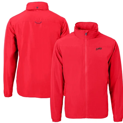 Men's Cutter & Buck  Red SMU Mustangs Vault Charter Eco Recycled Full-Zip Jacket