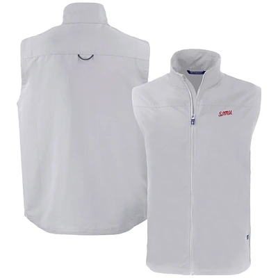 Men's Cutter & Buck  Gray SMU Mustangs Vault Charter Eco Recycled Full-Zip Vest