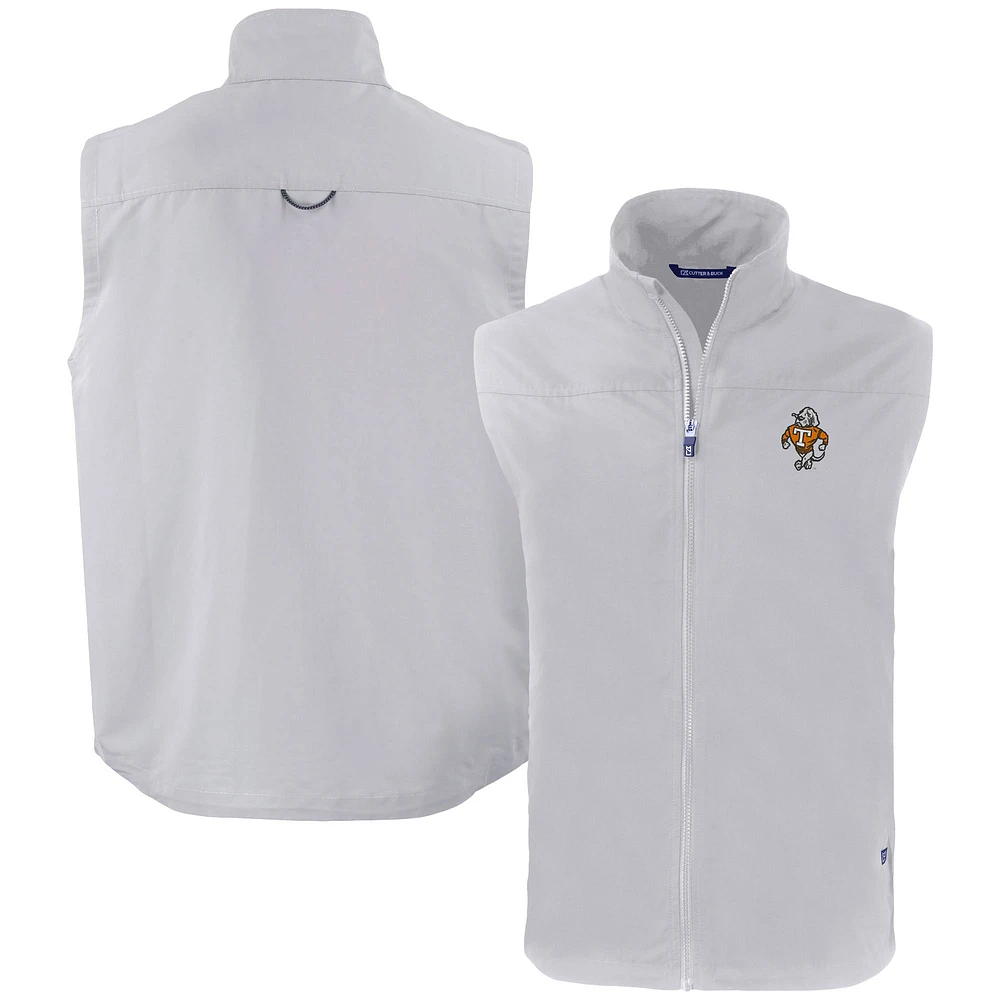 Men's Cutter & Buck Gray Tennessee Volunteers Vault Charter Eco Recycled Full-Zip Vest