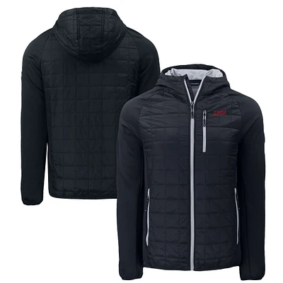 Men's Cutter & Buck  Black SMU Mustangs Vault Rainier Eco Hybrid PrimaLoft Full-Zip Jacket