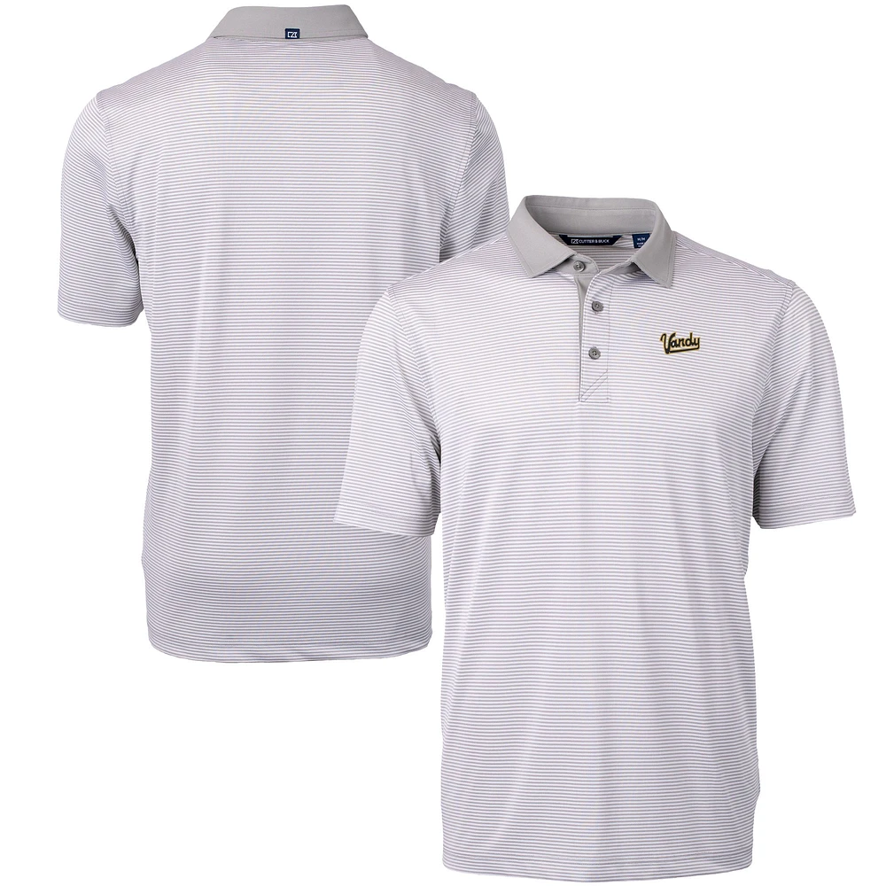 Men's Cutter & Buck Gray/White Vanderbilt Commodores Vault DryTec Virtue Eco Pique Micro Stripe Recycled Polo