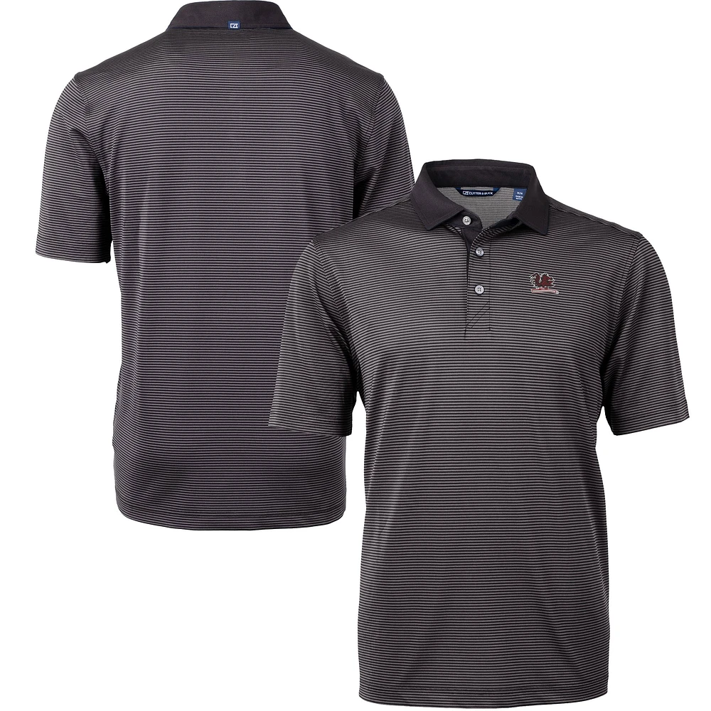 Men's Cutter & Buck Black/Gray South Carolina Gamecocks Vault DryTec Virtue Eco Pique Micro Stripe Recycled Polo