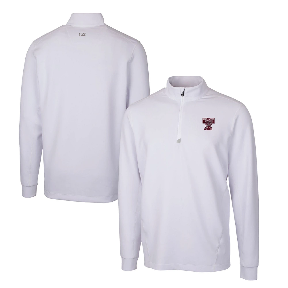 Men's Cutter & Buck White Texas A&M Aggies Vault DryTec Traverse Stretch Quarter-Zip Pullover