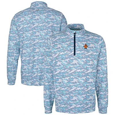 Men's Cutter & Buck Syracuse Orange Vault DryTec Traverse Camo Print Stretch Quarter-Zip Jacket