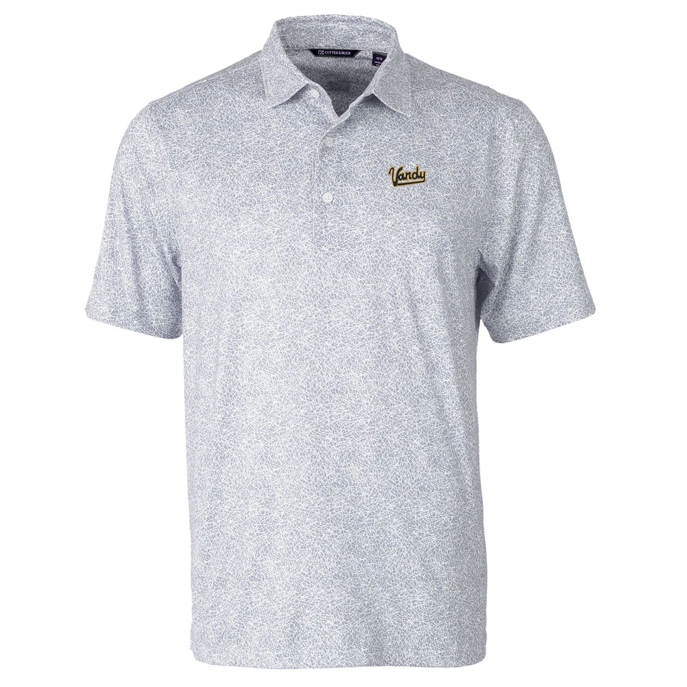 Men's Cutter & Buck Gray Vanderbilt Commodores Pike Constellation Print Stretch DryTec Polo