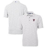 Men's Cutter & Buck  Gray Texas A&M Aggies Vault DryTec Virtue Eco Pique Botanical Print Recycled Polo