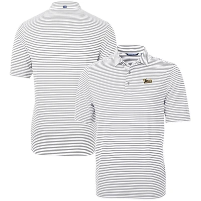 Men's Cutter & Buck  Gray Vanderbilt Commodores Vault DryTec Virtue Eco Pique Stripe Recycled Polo