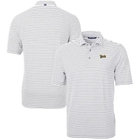 Men's Cutter & Buck  Gray Vanderbilt Commodores Vault DryTec Virtue Eco Pique Stripe Recycled Polo