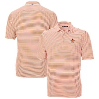 Men's Cutter & Buck Syracuse Orange Vault DryTec Virtue Eco Pique Stripe Recycled Polo