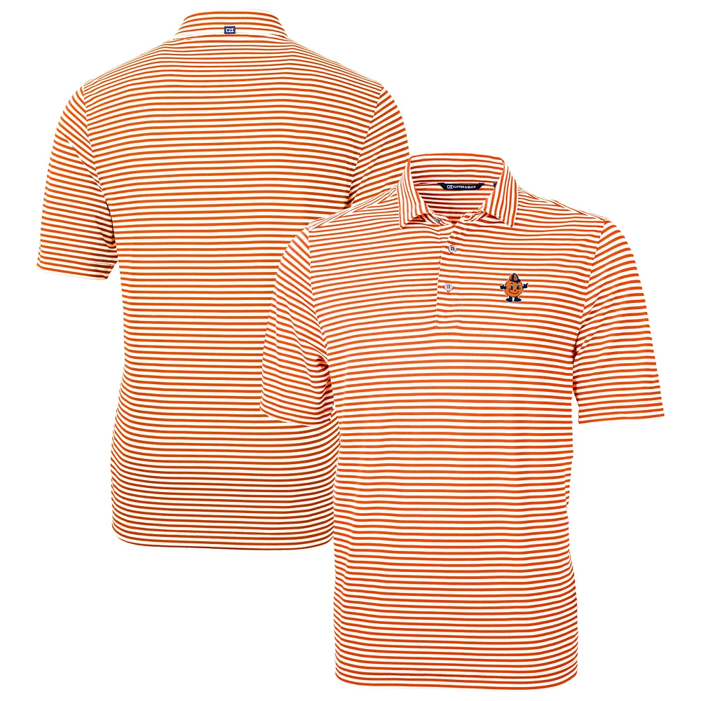 Men's Cutter & Buck Syracuse Orange Vault DryTec Virtue Eco Pique Stripe Recycled Polo