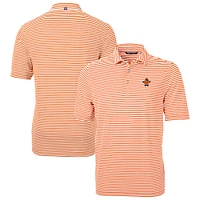 Men's Cutter & Buck Syracuse Orange Vault DryTec Virtue Eco Pique Stripe Recycled Polo