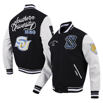 Men's Pro Standard Black Southern University Jaguars HBCU Vintage Varsity Wool Full-Zip Jacket