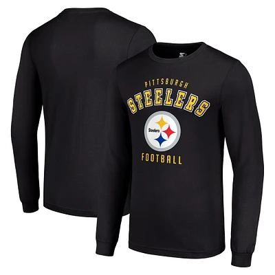 Men's Starter Black Pittsburgh Steelers Long Sleeve T-Shirt