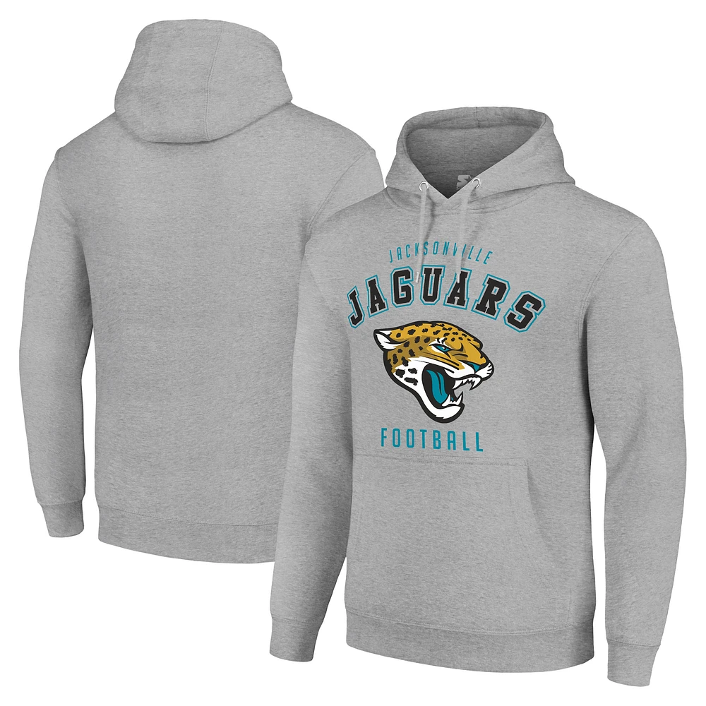 Unisex Starter Heather Gray Jacksonville Jaguars Logo Pullover Hoodie