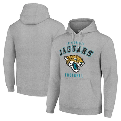 Unisex Starter Heather Gray Jacksonville Jaguars Logo Pullover Hoodie