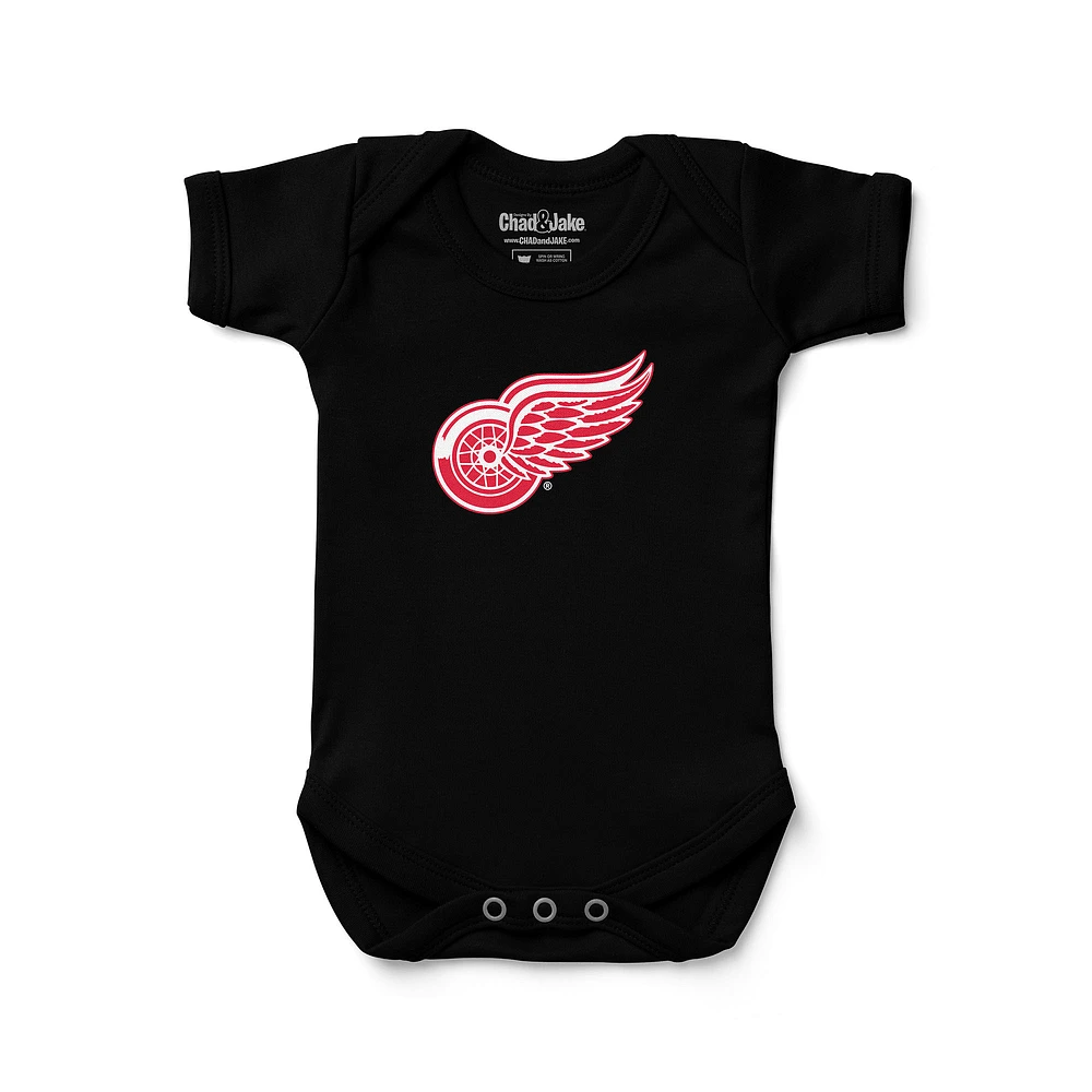 Newborn & Infant Chad Jake Black Detroit Red Wings Primary Logo Bodysuit