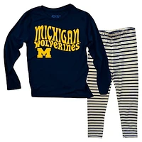 Infant Wes & Willy  Michigan Wolverines Long Sleeve Top and Striped Leggings Set