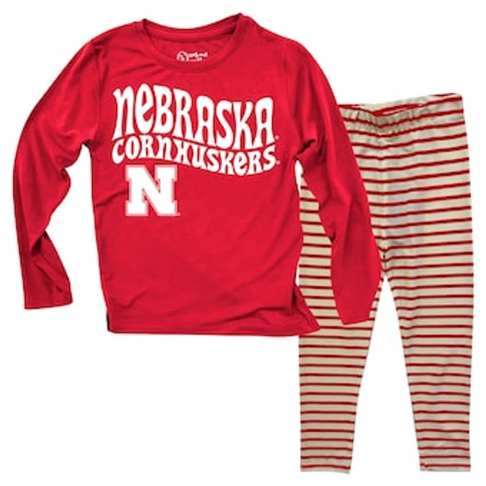 Infant Wes & Willy  Nebraska Huskers Long Sleeve Top and Striped Leggings Set