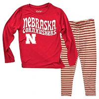 Infant Wes & Willy  Nebraska Huskers Long Sleeve Top and Striped Leggings Set