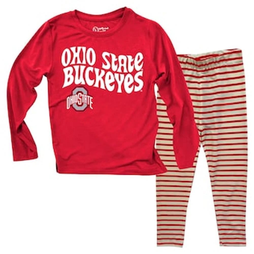 Infant Wes & Willy  Ohio State Buckeyes Long Sleeve Top and Striped Leggings Set