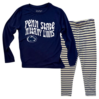 Infant Wes & Willy  Penn State Nittany Lions Long Sleeve Top and Striped Leggings Set